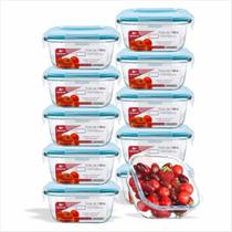 "Kit Potes de Vidro Herméticos 320 ml Para Marmita, Papinha, Pratico Travas Anti Vazamento BPA Free