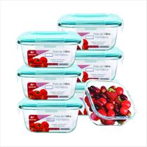 "Kit Potes de Vidro Herméticos 320 ml Para Marmita, Papinha, Pratico Travas Anti Vazamento BPA Free