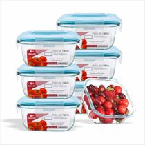 "Kit Potes de Vidro Herméticos 320 ml Para Marmita, Papinha, Pratico Travas Anti Vazamento BPA Free
