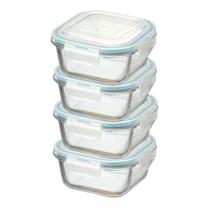 Kit Potes De Vidro Herméticos 4 Peças Quadrado 320ml Kit Potes De Vidro Herméticos 4 Peças Quadrado 320ml