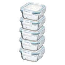 Kit Potes De Vidro Herméticos 5 Peças Quadrado 520ml