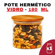 Kit Potes de Vidro Herméticos com Tampa de Bambu 180ml - 6,5x6,5