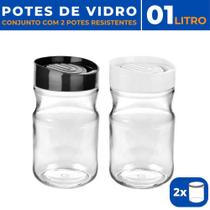Kit Potes de Vidro p/ Mantimentos c/ Tampa Cozinha Utilidade