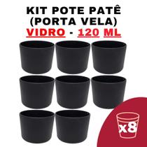 Kit Potes de Vidro Patê 120ml Preto Sem Tampa