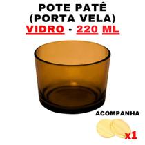 Kit Potes de Vidro Patê Ambar Translúcido C/Tampa 220ml - Patê - Whisky - Velas - Gourmet - Decoração- Degustação