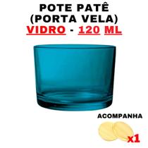 Kit Potes de Vidro Patê Azul C/Tampa 120ml - Patê - Whisky - Velas - Gourmet - Decoração- Degustação