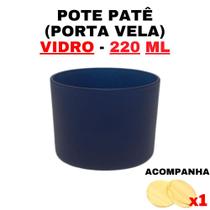 Kit Potes de Vidro Patê Azul Escuro C/Tampa 220ml - Patê - Whisky - Velas - Gourmet - Decoração- Degustação