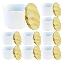 Kit Potes de Vidro Patê Branco Jateado C/Tampa 120ml