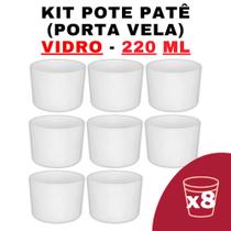 Kit Potes de Vidro Patê Branco Jateado S/ Tampa 220ml - Patê - Whisky - Velas - Gourmet - Decoração- Degustação