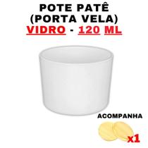 Kit Potes de Vidro Patê Branco Translúcido c/ Tampa 120ml