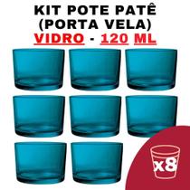 Kit Potes de Vidro Patê Ciano 120ml - 8 Unidades