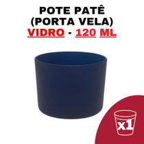 Kit Potes de Vidro Patê Jateado Azul Escuro S/Tampa 120ml - Patê - Whisky - Velas - Gourmet - Decoração- Degustação
