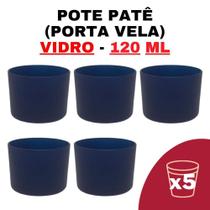 Kit Potes de Vidro Patê Jateado Azul Escuro S/Tampa 120ml - Patê - Whisky - Velas - Gourmet - Decoração- Degustação