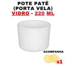 Kit Potes de Vidro Patê Jateado Branco C/Tampa 220ml - Patê - Whisky - Velas - Gourmet - Decoração- Degustação