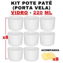 Kit Potes De Vidro Patê Jateado Branco C/Tampa 220Ml