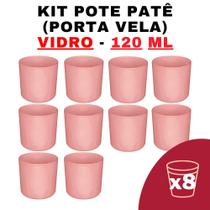 Kit Potes de Vidro Patê Jateado Rosa S/Tampa 120ml - Patê - Whisky - Velas - Gourmet - Decoração- Degustação
