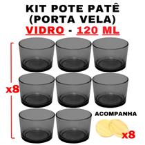 Kit Potes de Vidro Patê Preto Translucido C/Tampa 120ml - Patê - Whisky - Velas - Gourmet - Decoração- Degustação
