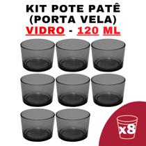 Kit Potes de Vidro Patê Preto Translucido S/Tampa 120ml - Patê - Whisky - Velas - Gourmet - Decoração- Degustação