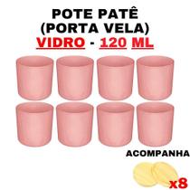 Kit Potes de Vidro Patê Rosa Jateado C/Tampa 120ml