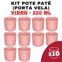 Kit Potes de Vidro Patê Rosa Jateado S/Tampa 220ml - Patê - Whisky - Velas - Gourmet - Decoração- Degustação