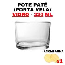 Kit Potes de Vidro Patê Transparente C/Tampa 220ml - Patê - Whisky - Velas - Gourmet - Decoração- Degustação - Senhora Madeira