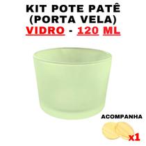 Kit Potes de Vidro Patê Verde Jateado C/Tampa 120ml - Patê - Whisky - Velas - Gourmet - Decoração- Degustação