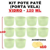 Kit Potes de Vidro Patê Verde Jateado C/Tampa 120ml - Patê - Whisky - Velas - Gourmet - Decoração- Degustação