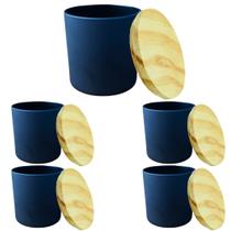 Kit Potes de Vidro Patê/Whisky 220ml Azul Escuro Com Tampa