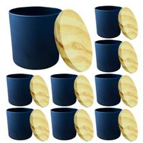 Kit Potes de Vidro Patê/Whisky 220ml Azul Escuro Com Tampa