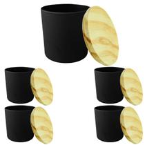 Kit Potes de Vidro Patê/Whisky 220ml Preto Com Tampa