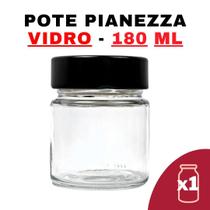 Kit Potes De Vidro Pianezza C/Tampa Em Metal Preto 180Ml