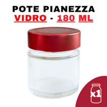 Kit Potes de Vidro Pianezza C/Tampa em Metal Vermelho 180ml - Senhora Madeira