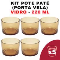 Kit Potes de Vidro Translúcido Patê Dourado S/ Tampa 220ml - Patê - Whisky - Velas - Gourmet - Decoração- Degustação