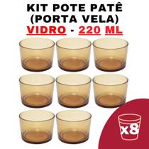 Kit Potes de Vidro Translúcido Patê Dourado S/ Tampa 220ml - Patê - Whisky - Velas - Gourmet - Decoração- Degustação