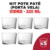 Kit Potes de Vidro Transparente Patê S/ Tampa 220ml - Patê - Whisky - Velas - Gourmet - Decoração- Degustação - Senhora Madeira