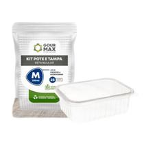 Kit Potes Descartaveis Empilhaveis BPA Free C/ Vedação Marmita Fitness Freezer Microondas 500ml 24un