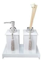 Kit Potes Em Acrílico Para Banheiro 3 Pçs Luxo K15br1 Branco Kit Potes Em Acrílico Para Banheiro 3 Pçs Luxo K15br1 Branco