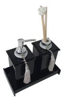 Kit Potes Em Acrílico Para Banheiro 3 Pçs Luxo K15pt1 Preto Kit Potes Em Acrílico Para Banheiro 3 Pçs Luxo K15pt1 Preto