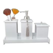Kit Potes Em Acrílico Para Banheiro 4 Pçs Luxo K15br5 Branco