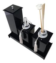 Kit Potes Em Acrílico Para Banheiro 4 Pçs Luxo K15pt2 Preto Kit Potes Em Acrílico Para Banheiro 4 Pçs Luxo K15pt2 Preto