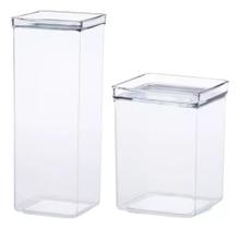 Kit Potes Hermético Quadrado Cozinha 2 Peças 2,3L/1,1L