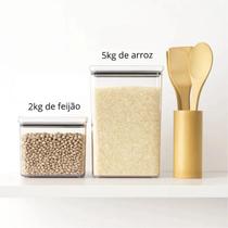 Kit Potes Hermeticos 5kg Arroz E 2kg Feijao Organizadores Transparentes De Alta Vedacao Para Cozinha Despensa Freezer Geladeira