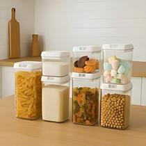 Kit Potes Herméticos Acrílico 7 Peças Organizador para Alimentos, Grãos, Temperos e Cosméticos Vedação Perfeita Adesivos