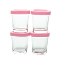 Kit Potes Herméticos Clingo 4 Unidades Rosa com Tampa Vedação para Alimentos Bebê Lanches Frutas Kit Potes Herméticos Clingo 4 Unidades Rosa com Tampa Vedação para Alimentos Bebê Lanches Frutas