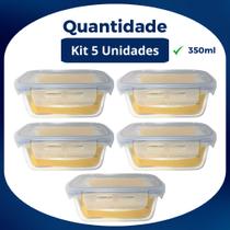 Kit Potes Herméticos de Vidro 350ml Pote De Vidro Marmita Tampa Com 4 Travas Kits de 3 a 10 unidades Kit Potes Herméticos de Vidro 350ml Pote De Vidro Marmita Tampa Com 4 Travas Kits de 3 a 10 unidades
