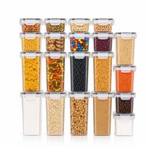 Kit Potes Herméticos Empilháveis para Mantimentos 5, 10, 15 ou 20 Potes