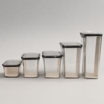 Kit Potes Herméticos Multigrãos 5 Peças com Trava Empilháveis e Transparentes