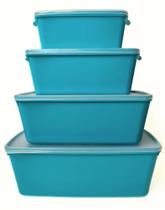 Kit Potes Herméticos Organizador Para Cozinha RETANGULAR 4 PEÇAS