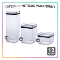 Kit Potes Herméticos Paramount Empilhável Porta Mantimentos 12 Peças