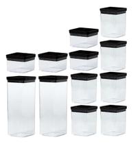 Kit Potes Herméticos Porta Mantimento Paramount Lumini Black Kit Potes Herméticos Porta Mantimento Paramount Lumini Black